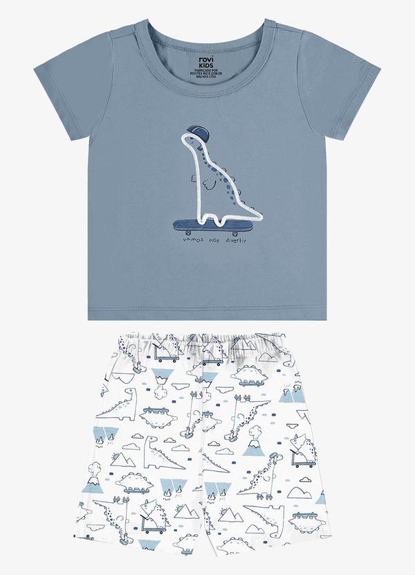 Rovi Kids - Conjunto Camiseta com Bermuda Infantil Azul
