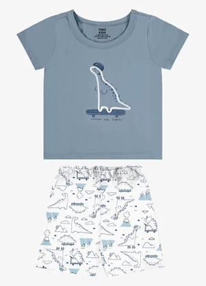Rovi Kids - Conjunto Camiseta com Bermuda Infantil Azul - ROVI KIDS