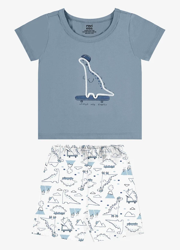 Rovi Kids - Conjunto Camiseta com Bermuda Infantil Azul