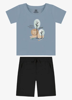 Rovi Kids - Conjunto Camiseta com Bermuda Infantil Azul - ROVI KIDS
