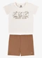 Rovi Kids - Conjunto Camiseta com Bermuda Infantil Bege - variação: Bege