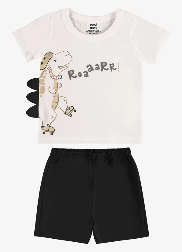 Rovi Kids - Conjunto Camiseta com Bermuda Infantil Bege