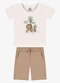 Rovi Kids - Conjunto Camiseta com Bermuda Infantil Azul - variação: Bege