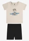 Rovi Kids - Conjunto Camiseta com Bermuda Infantil Azul - variação: Bege