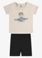 Rovi Kids - Conjunto Camiseta com Bermuda Infantil Bege - variação: Bege