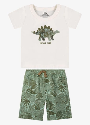 Rovi Kids - Conjunto Camiseta com Bermuda Infantil Bege - ROVI KIDS