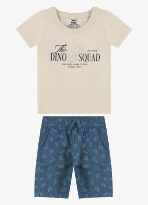 Rovi Kids - Conjunto Camiseta com Bermuda Infantil Bege - ROVI KIDS