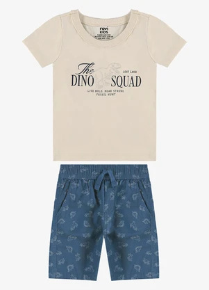 Rovi Kids - Conjunto Camiseta com Bermuda Infantil Bege - ROVI KIDS