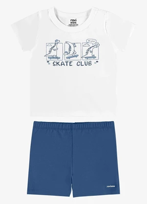 Rovi Kids - Conjunto Camiseta com Bermuda Infantil Branco - ROVI KIDS