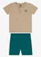 Rovi Kids - Conjunto Camiseta com Bermuda Infantil Azul - variação: Marrom