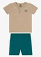 Rovi Kids - Conjunto Camiseta com Bermuda Infantil Azul - variação: Marrom