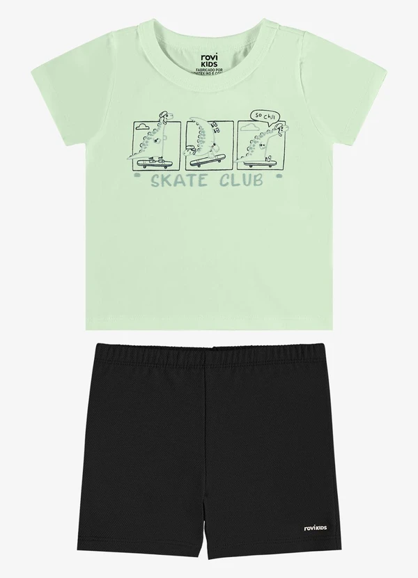 Rovi Kids - Conjunto Camiseta com Bermuda Infantil Verde