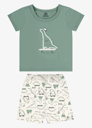 Rovi Kids - Conjunto Camiseta com Bermuda Infantil Verde - ROVI KIDS