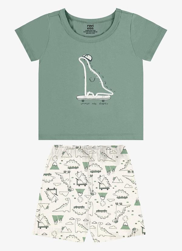 Rovi Kids - Conjunto Camiseta com Bermuda Infantil Verde