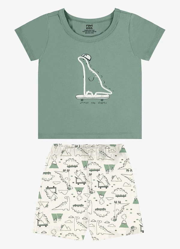 Rovi Kids - Conjunto Camiseta com Bermuda Infantil Verde