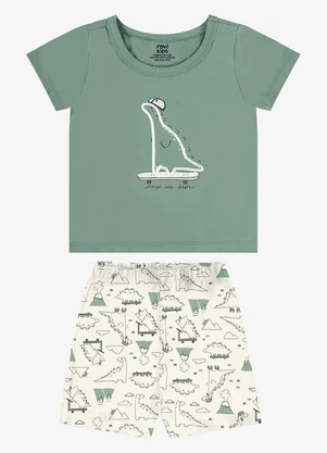 Rovi Kids - Conjunto Camiseta com Bermuda Infantil Verde - ROVI KIDS