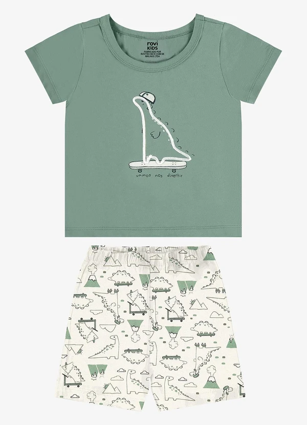 Rovi Kids - Conjunto Camiseta com Bermuda Infantil Verde