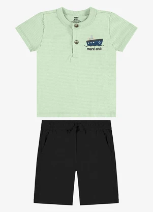 Rovi Kids - Conjunto Camiseta com Bermuda Infantil Verde - ROVI KIDS