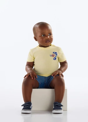 Quimby - Conjunto Camiseta e Bermuda Bebê Amarelo - QUIMBY