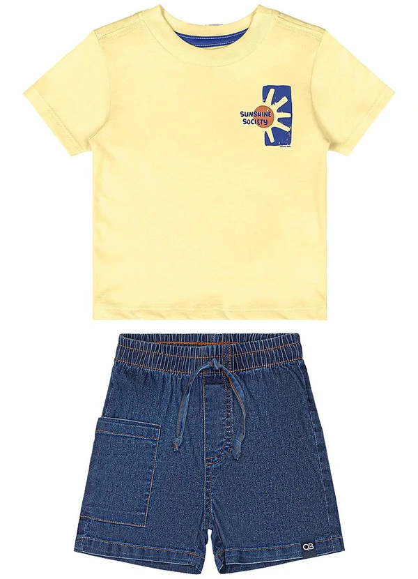 Quimby - Conjunto Camiseta e Bermuda Bebê Amarelo 3