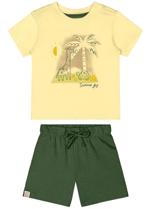 Quimby - Conjunto Camiseta e Bermuda Bebê Amarelo - QUIMBY