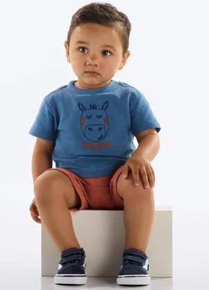 Quimby - Conjunto Camiseta e Bermuda Bebê Azul - QUIMBY