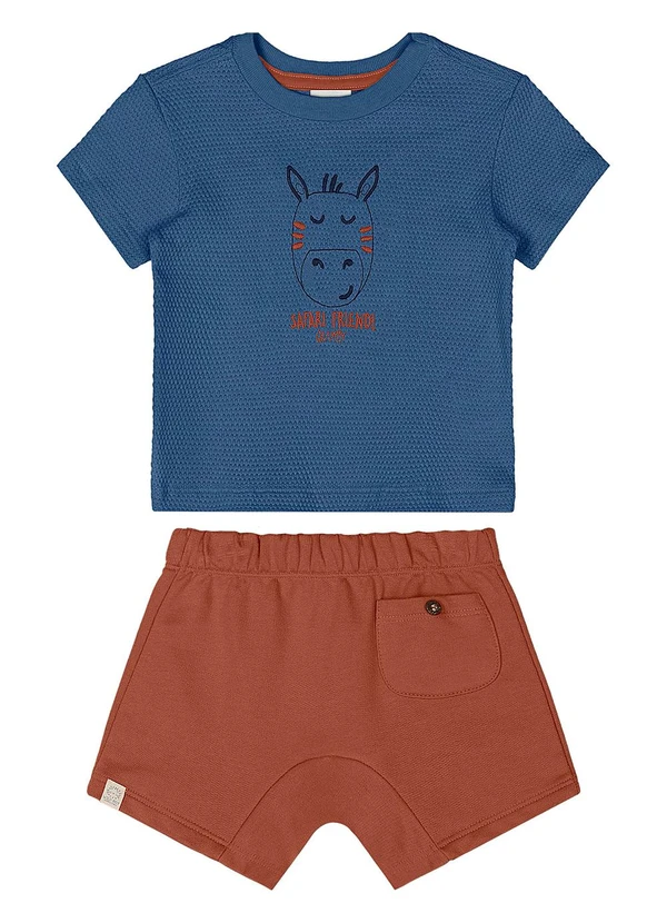 Quimby - Conjunto Camiseta e Bermuda Bebê Azul 2