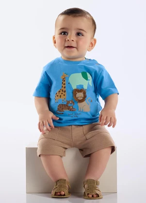 Up Baby - Conjunto Camiseta e Bermuda Bebê Azul - UP BABY