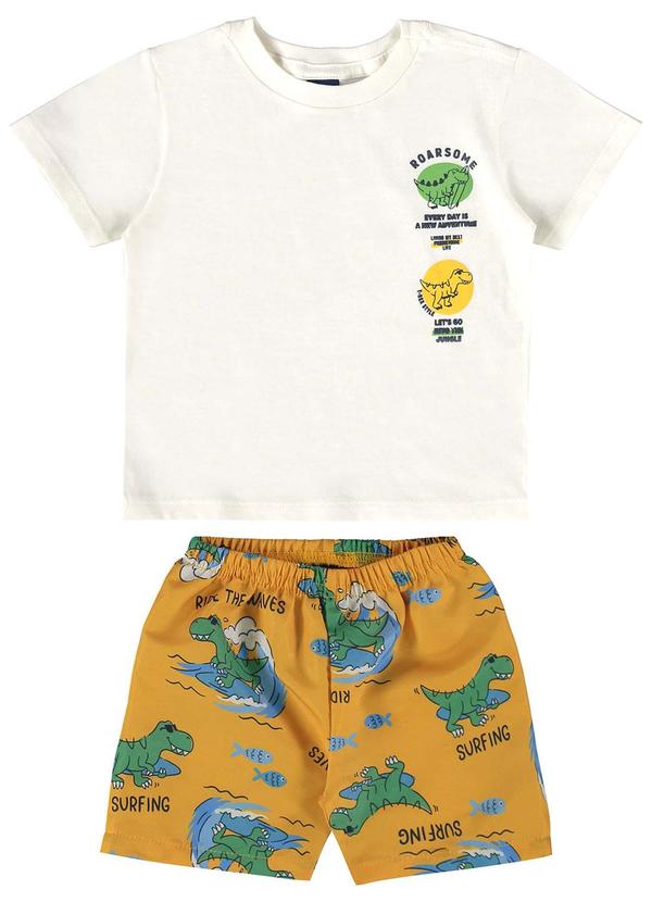 Bee Loop - Conjunto Camiseta e Bermuda Bebê Bege