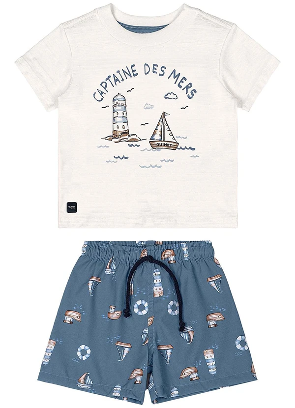 Quimby - Conjunto Camiseta e Bermuda Bebê Bege 2