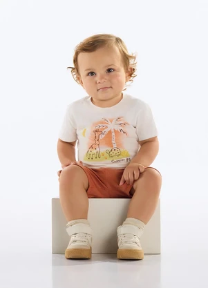 Quimby - Conjunto Camiseta e Bermuda Bebê Bege - QUIMBY