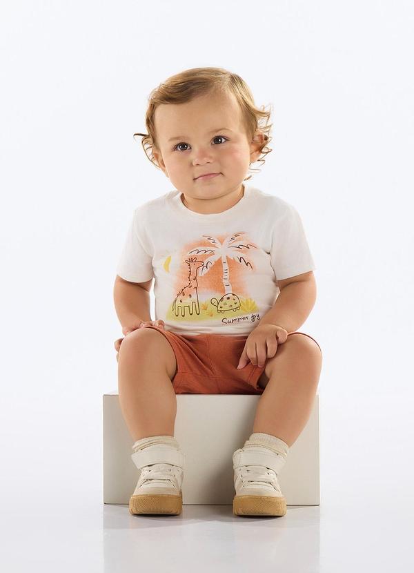 Quimby - Conjunto Camiseta e Bermuda Bebê Bege
