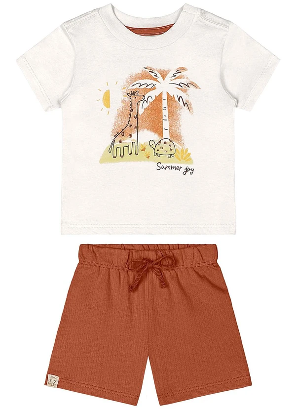 Quimby - Conjunto Camiseta e Bermuda Bebê Bege 2