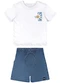 Quimby - Conjunto Camiseta e Bermuda Bebê Amarelo - variação: Branco