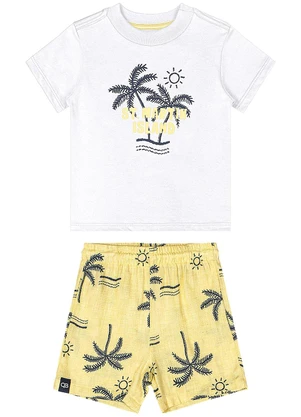 Quimby - Conjunto Camiseta e Bermuda Bebê Branco - QUIMBY