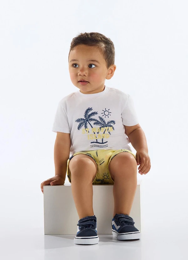 Quimby - Conjunto Camiseta e Bermuda Bebê Branco