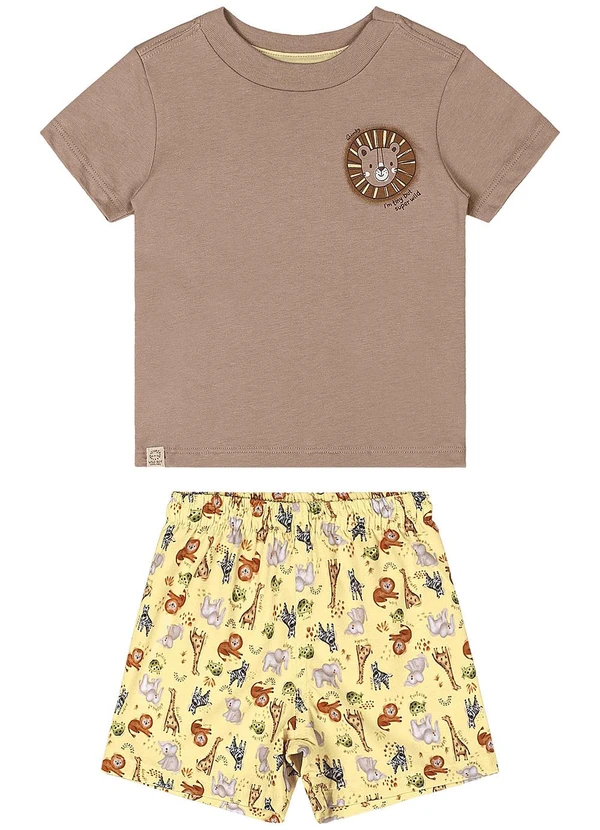 Quimby - Conjunto Camiseta e Bermuda Bebê Marrom