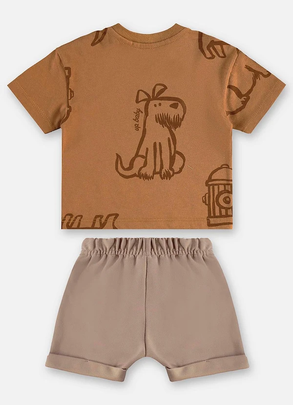 Up Baby - Conjunto Camiseta e Bermuda Bebê Marrom 2