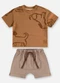 Up Baby - Conjunto com Camiseta e Bermuda Bebê Cinza - variação: Marrom