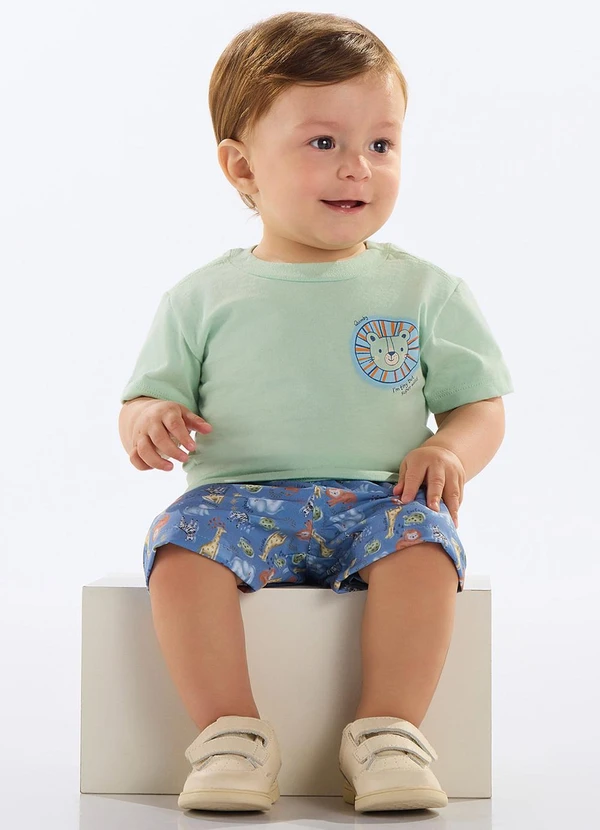 Quimby - Conjunto Camiseta e Bermuda Bebê Verde