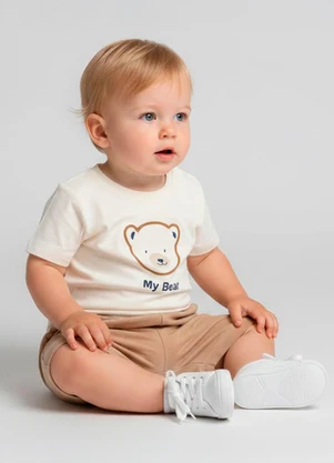 Rovitex - Conjunto Camiseta e Bermuda Infantil Bege - ROVITEX