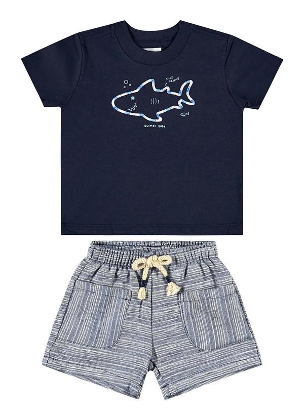 Quimby - Conjunto Camiseta e Bermuda para Bebê Azul