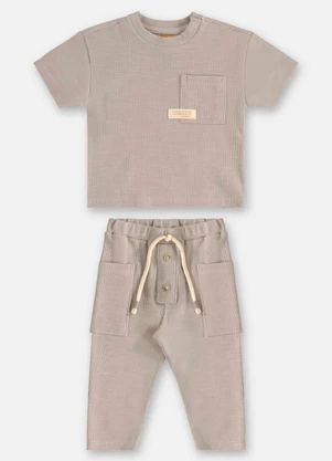Up Baby - Conjunto Camiseta e Calça Bebê Cinza - UP BABY