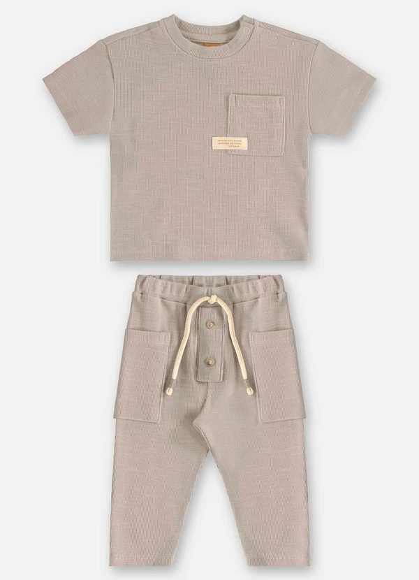 Up Baby - Conjunto Camiseta e Calça Bebê Cinza
