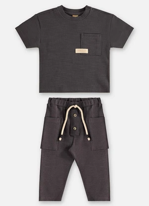 Up Baby - Conjunto Camiseta e Calça Bebê Cinza - UP BABY