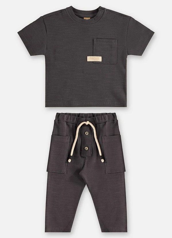Up Baby - Conjunto Camiseta e Calça Bebê Cinza 2