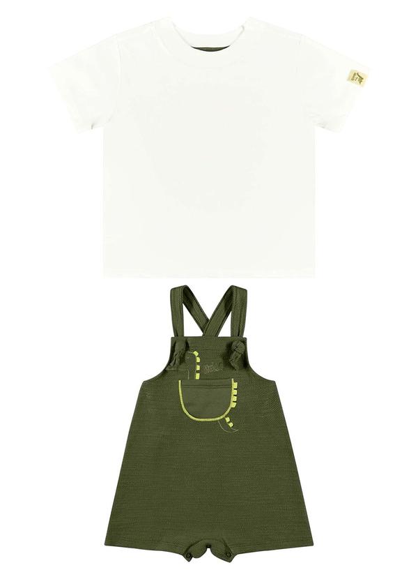 Quimby - Conjunto Camiseta e Jardineira Bebê Bege