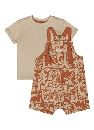 Quimby - Conjunto Camiseta e Jardineira Bebê Bege - QUIMBY