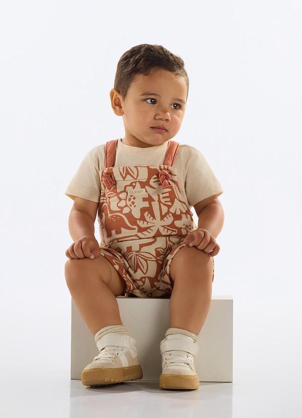 Quimby - Conjunto Camiseta e Jardineira Bebê Bege