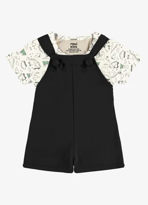 Rovi Kids - Conjunto Camiseta e Jardineira Infantil Bege - ROVI KIDS